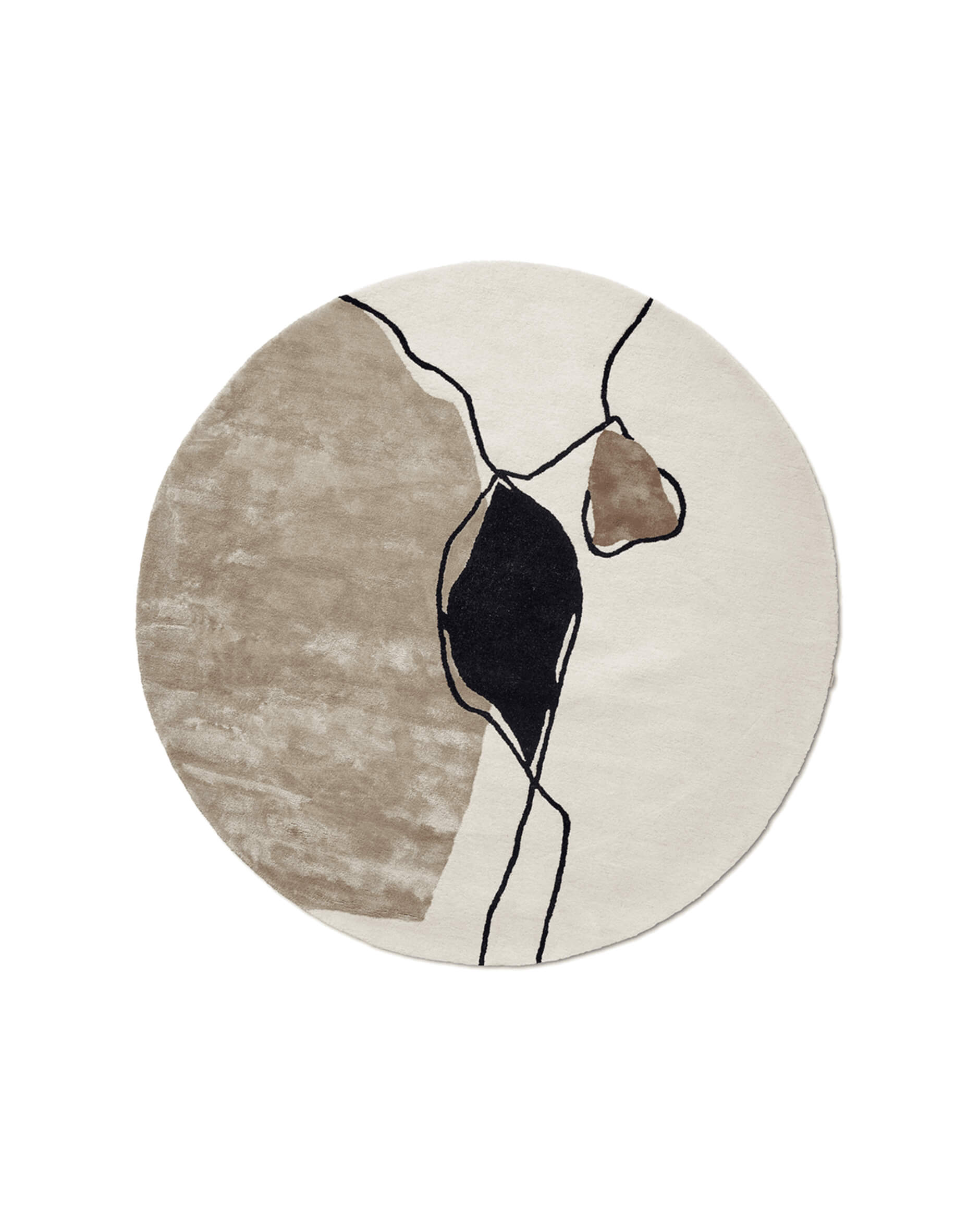 Abstract Rug Round Ivory OUTLET