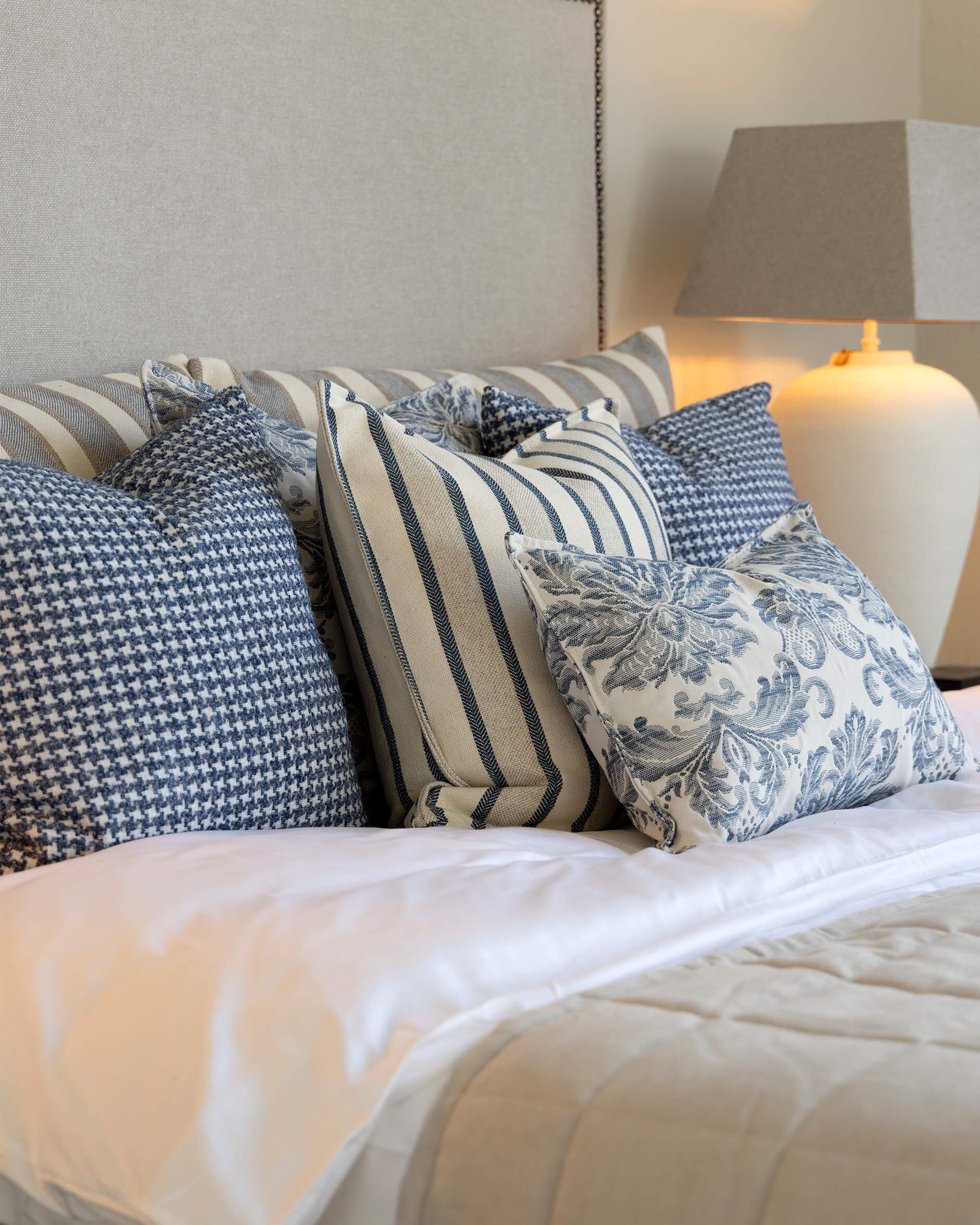 Herringbone Stripe Cushion Cover Blue