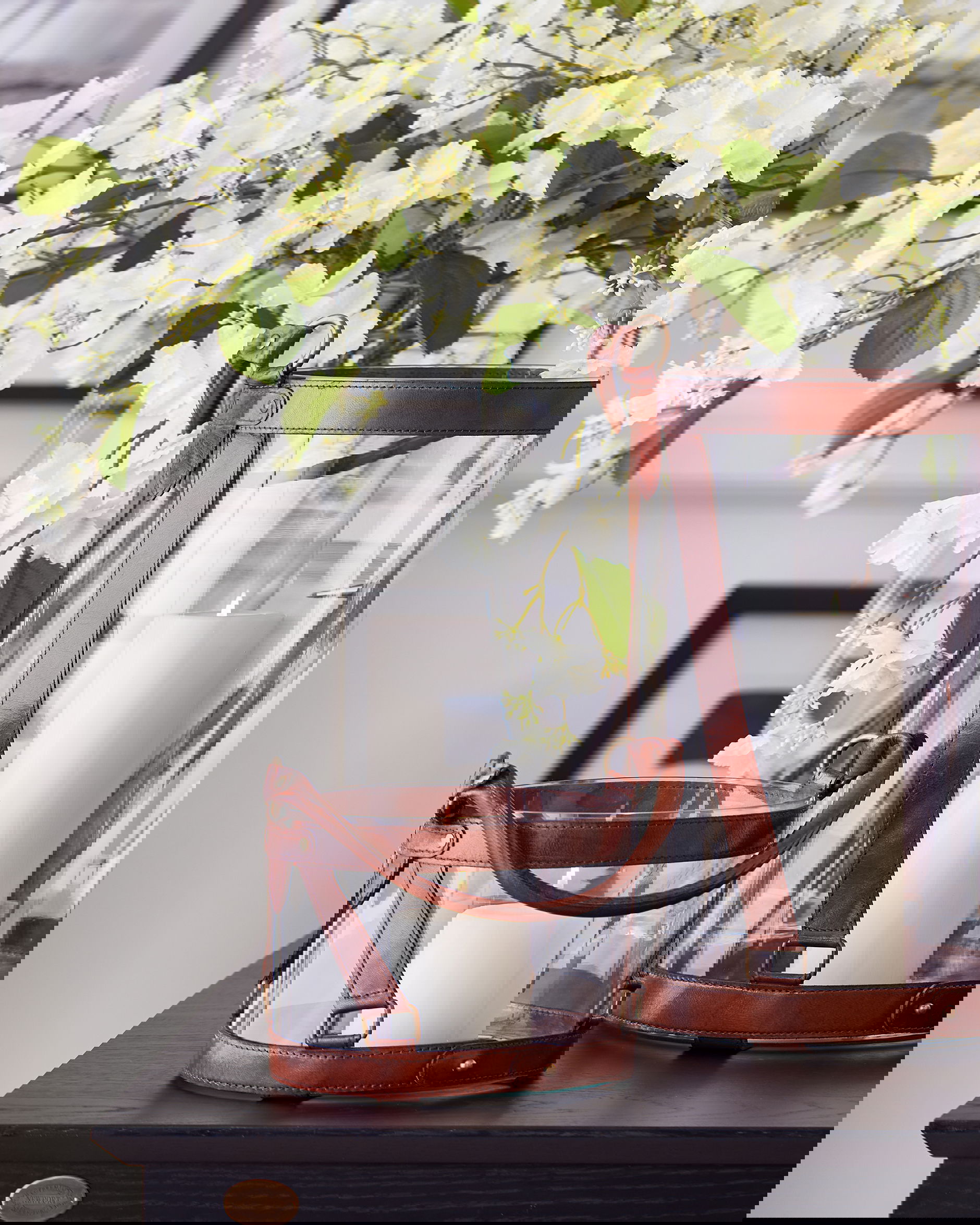 Kensington Glass Lantern Leather