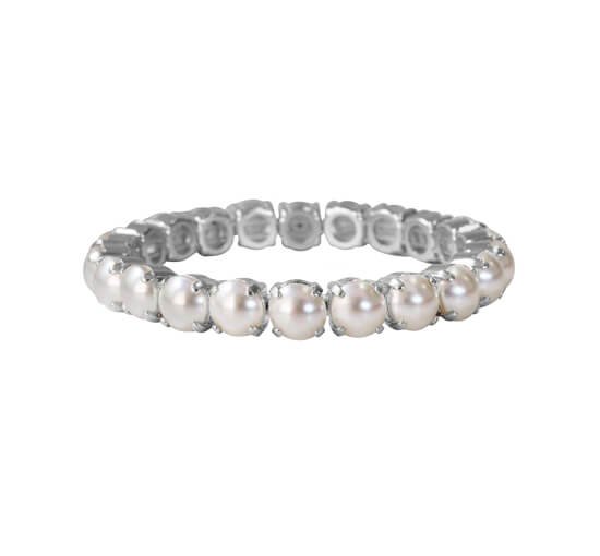 Rhodium - Gia Stud Bracelet Pearl