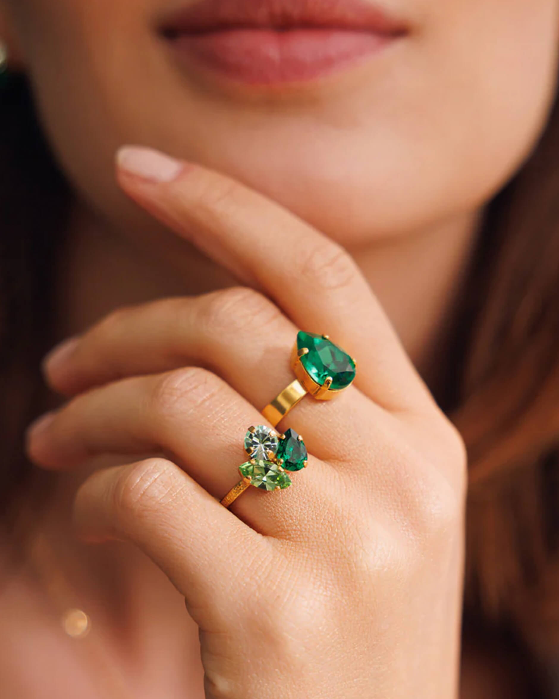 Mini Drop sormus majestic green