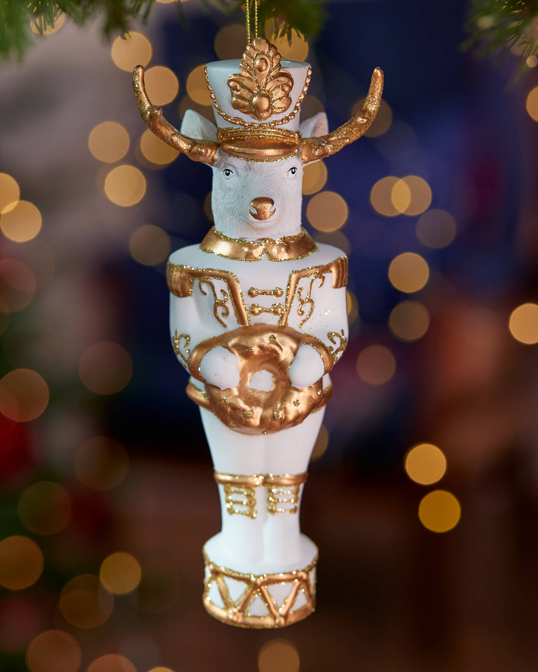 Alaric hjort julgransdekoration vit/guld