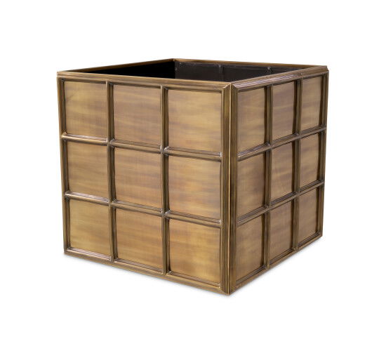 null - Grid Planter Vintage Brass