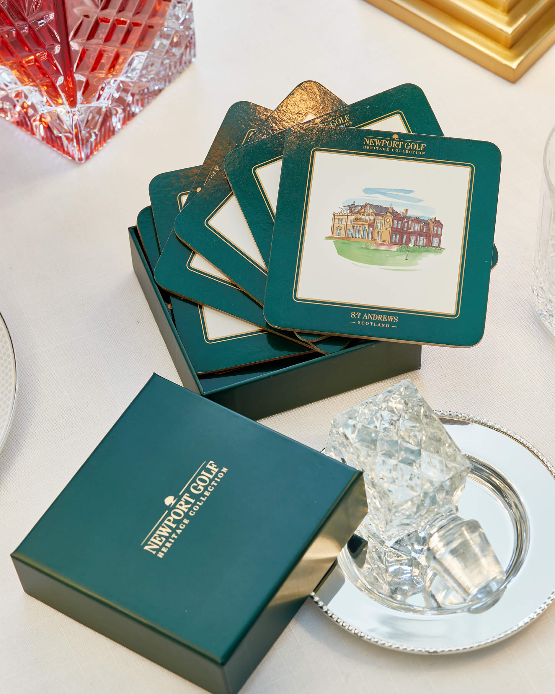 Clubhouse glasunderlägg grön/vit 6-pack