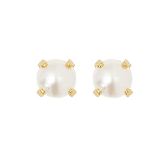 Gold - Mini Stud Earrings Pearl