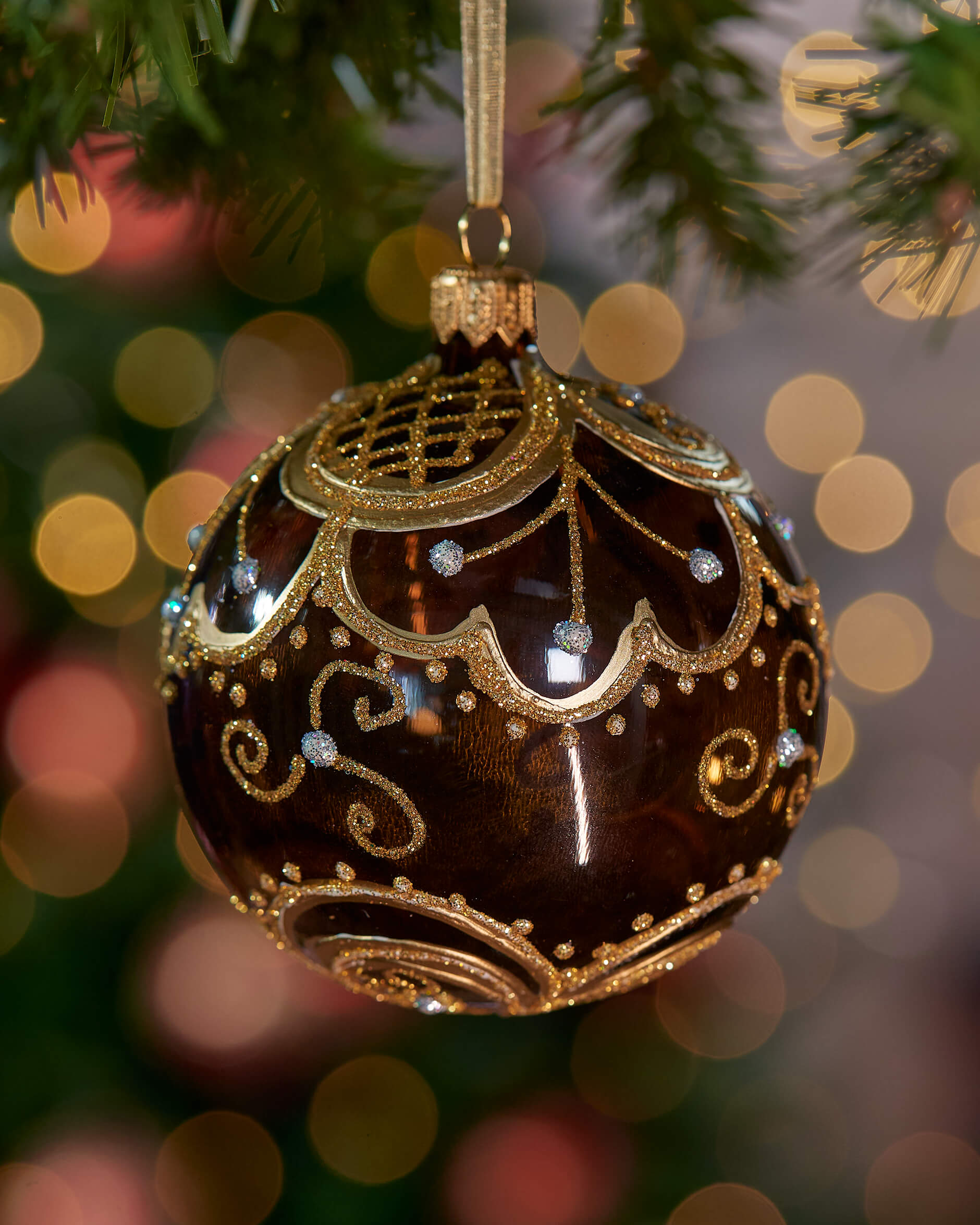 Lux Melia Weihnachtskugel braun 8cm