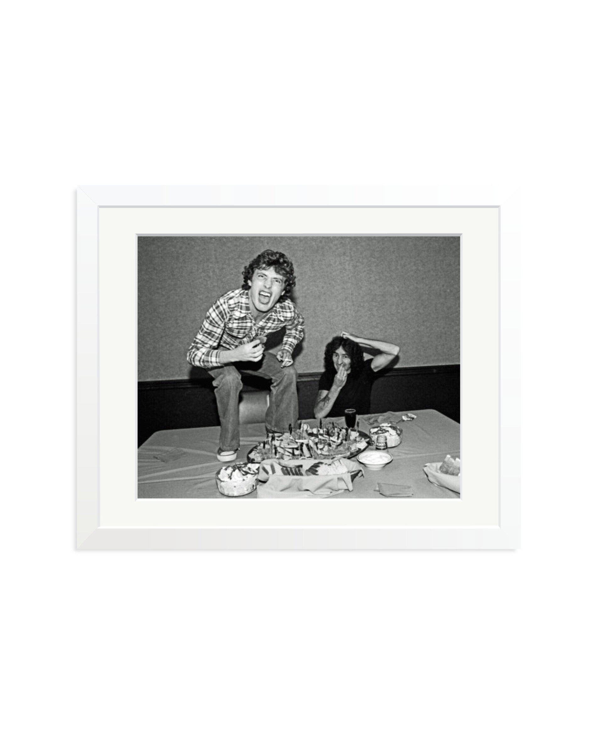 Angus Young and Bon Scott at Lunch, 1977 White / Medium