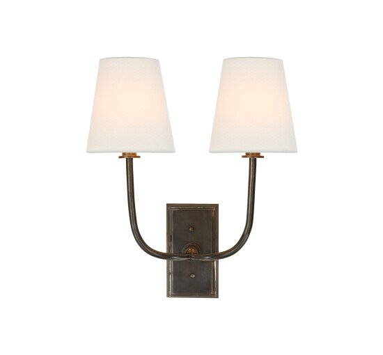 Bronze - Hulton Double Sconce Polished Nickel/Linen