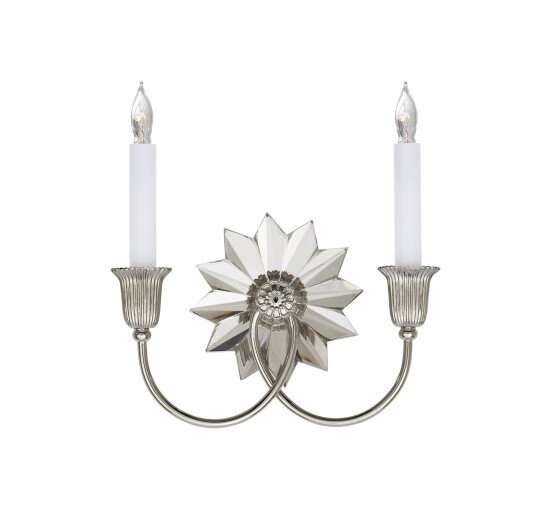 Polished Nickel - Huntington Crystal Double Sconce Antique Brass