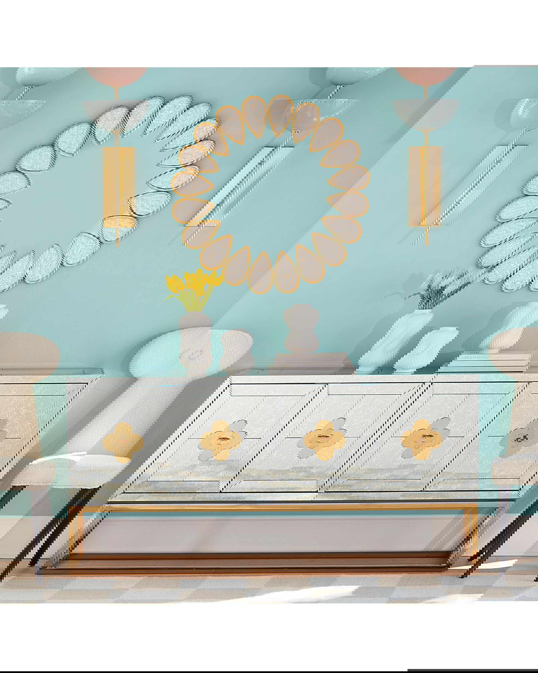 Delphine mediabänk mässing