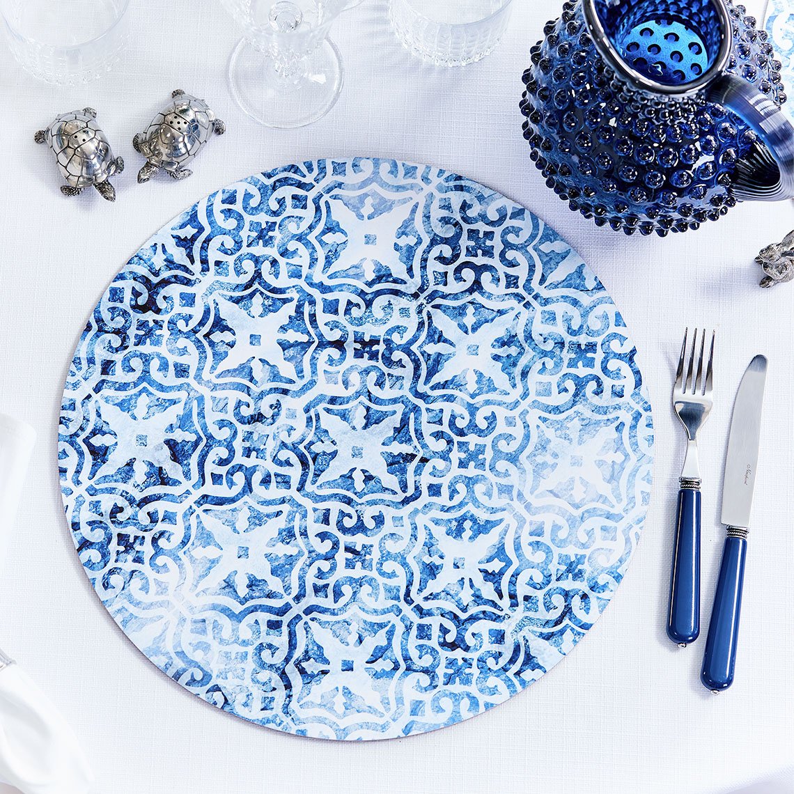 Portofino bordsunderlägg blå/vit 6-pack