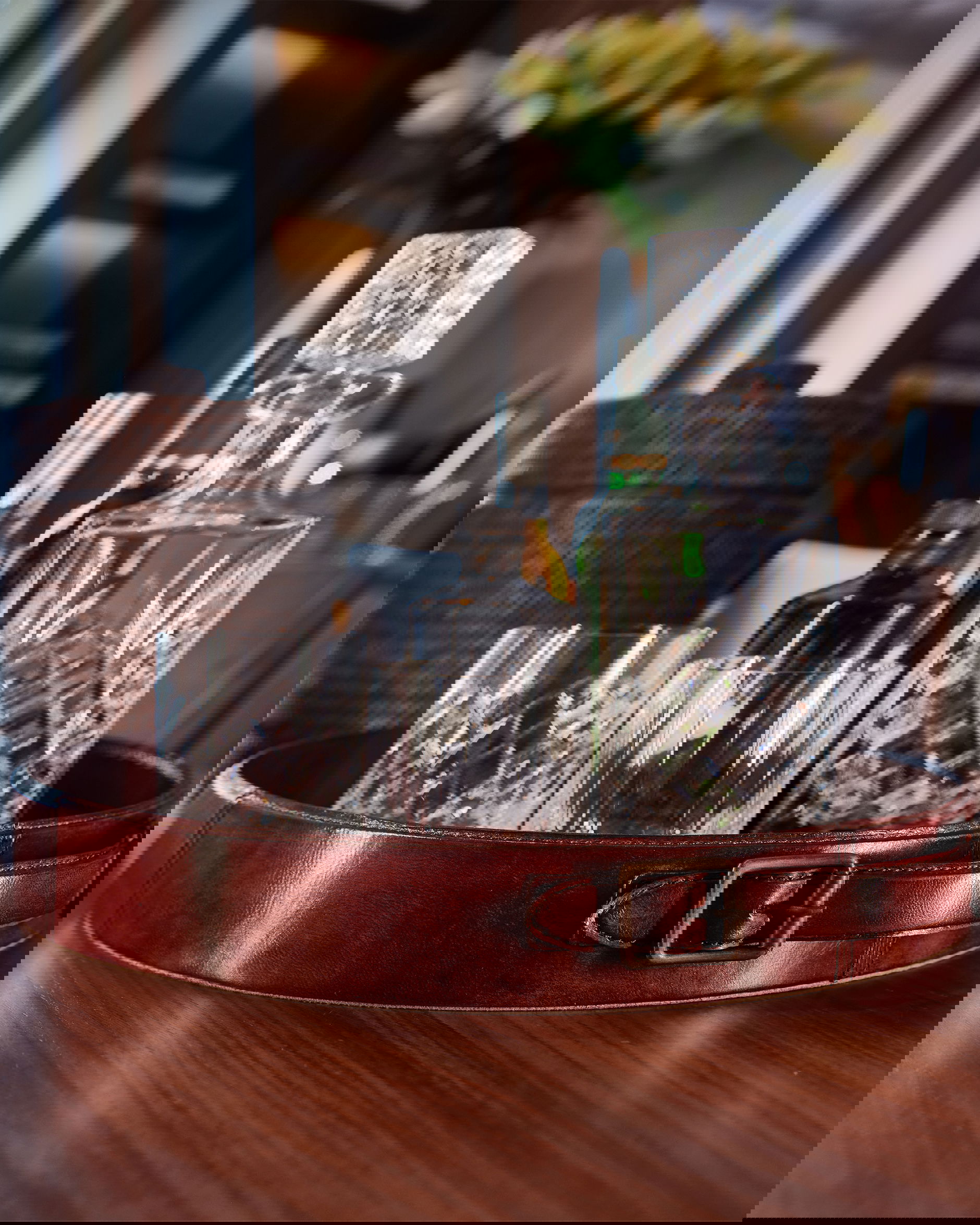 Kensington bricka rund läder