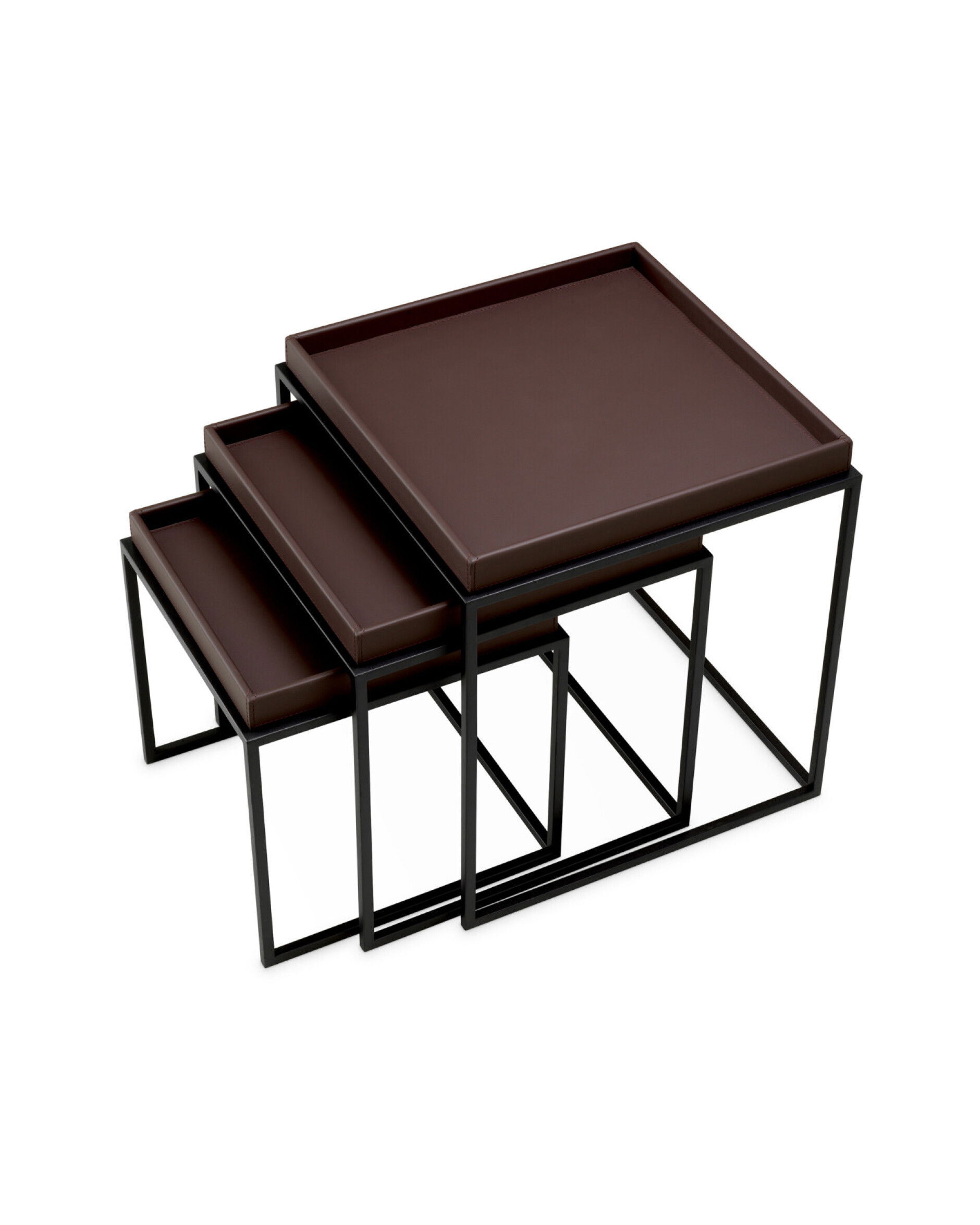 Léonard bijzettafel donkerbruin set van 3