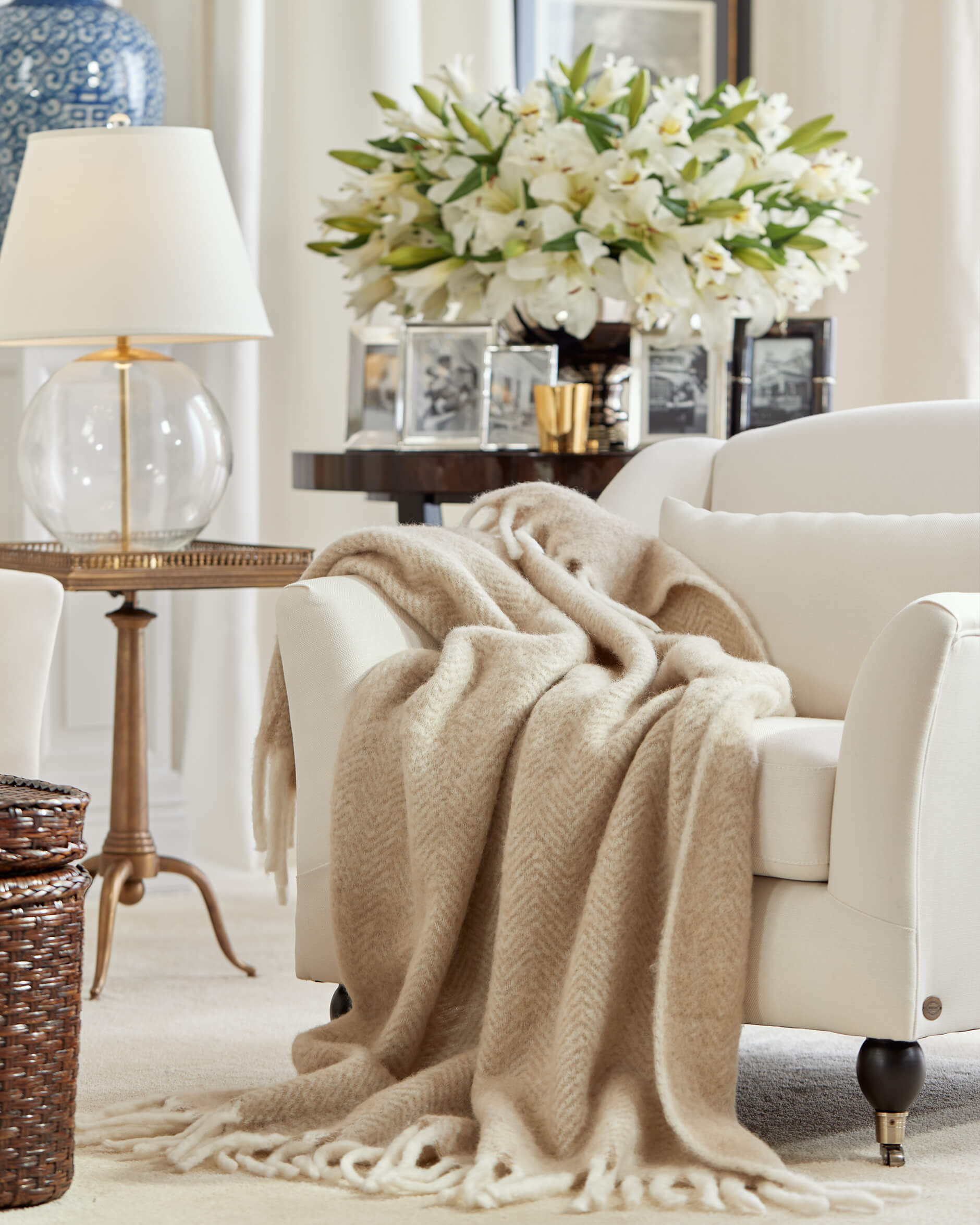 Savoie Herringbone Throw Sand