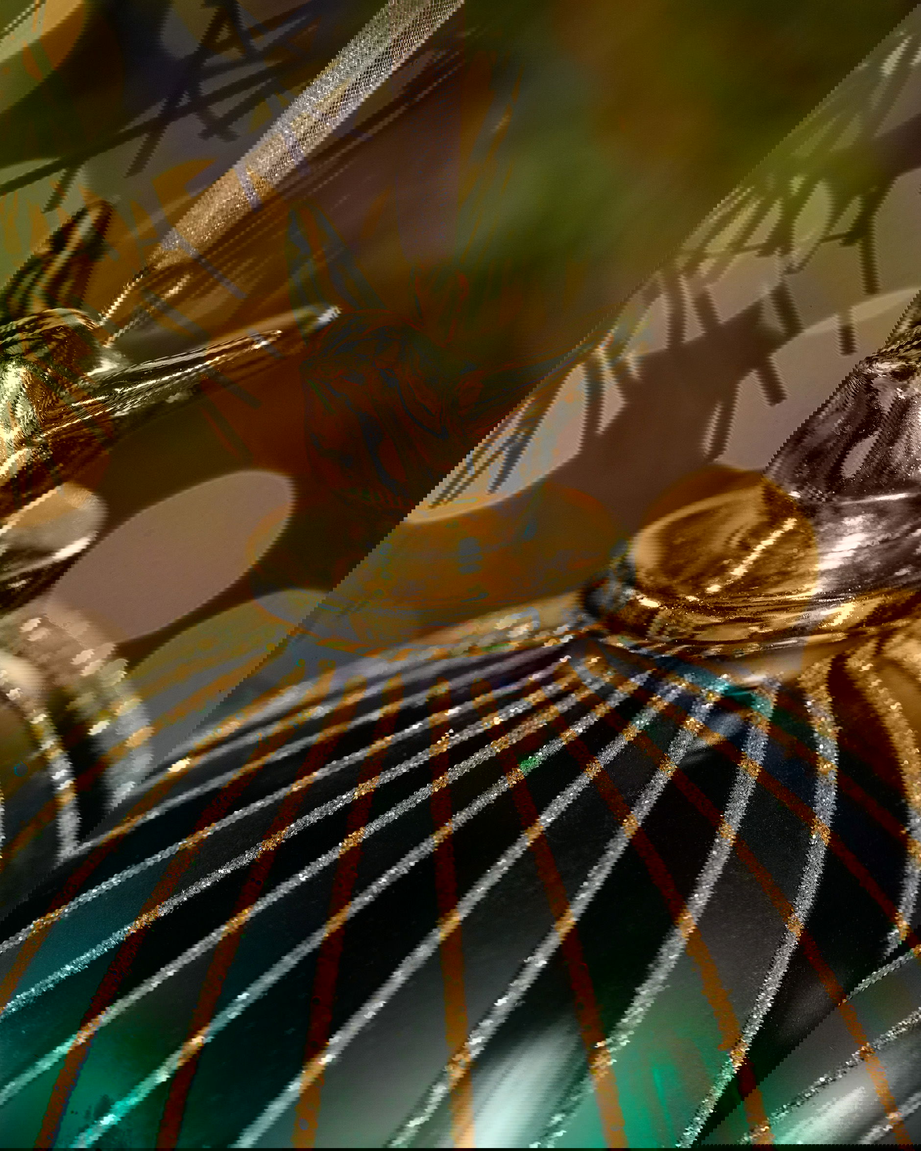 Golden Blackbird Bauble Green 10cm