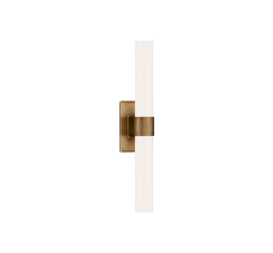 Presidio Petite Double Sconce Antique Brass/White