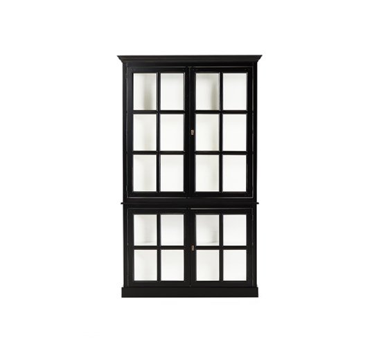 Seethrough vitrineskap, modern black / classic white