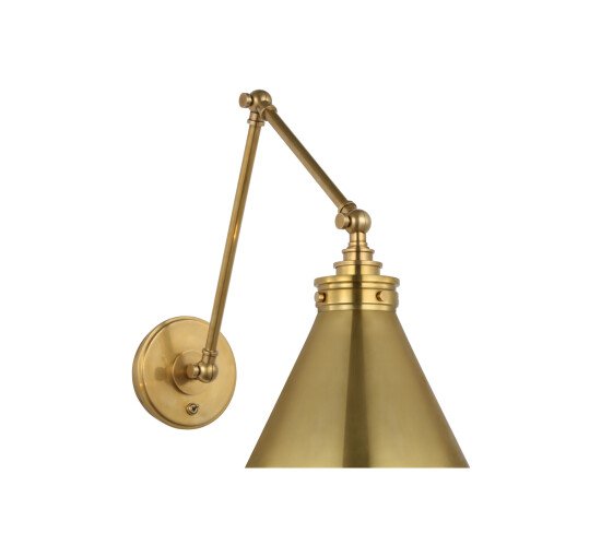 null - Parkington Double Library Wall Light Antique Brass/White