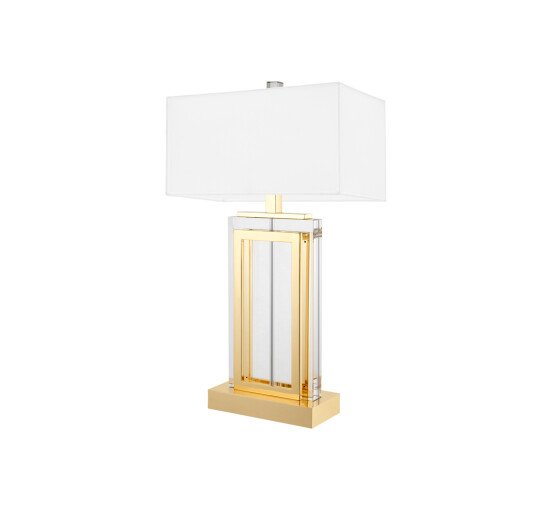 Gold/white shade - Arlington Table lamp crystal/nickel