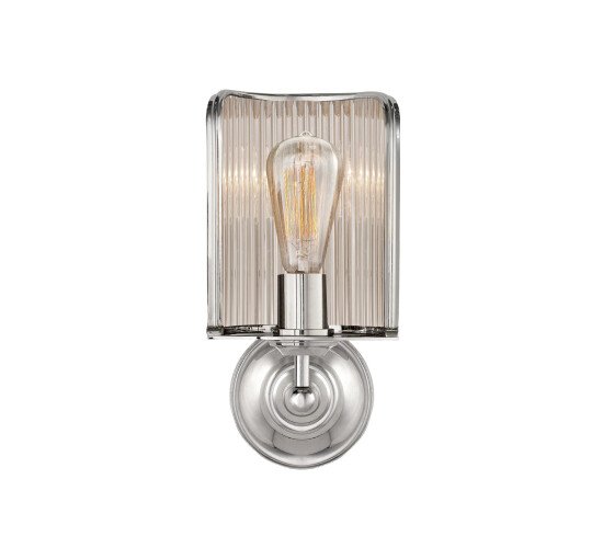 Polished Nickel - Rivington Shield Sconce Bronze/Antiqued Ribbed Mirror
