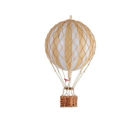 White/Ivory - Hot Air Balloon Floating The Skies, Black