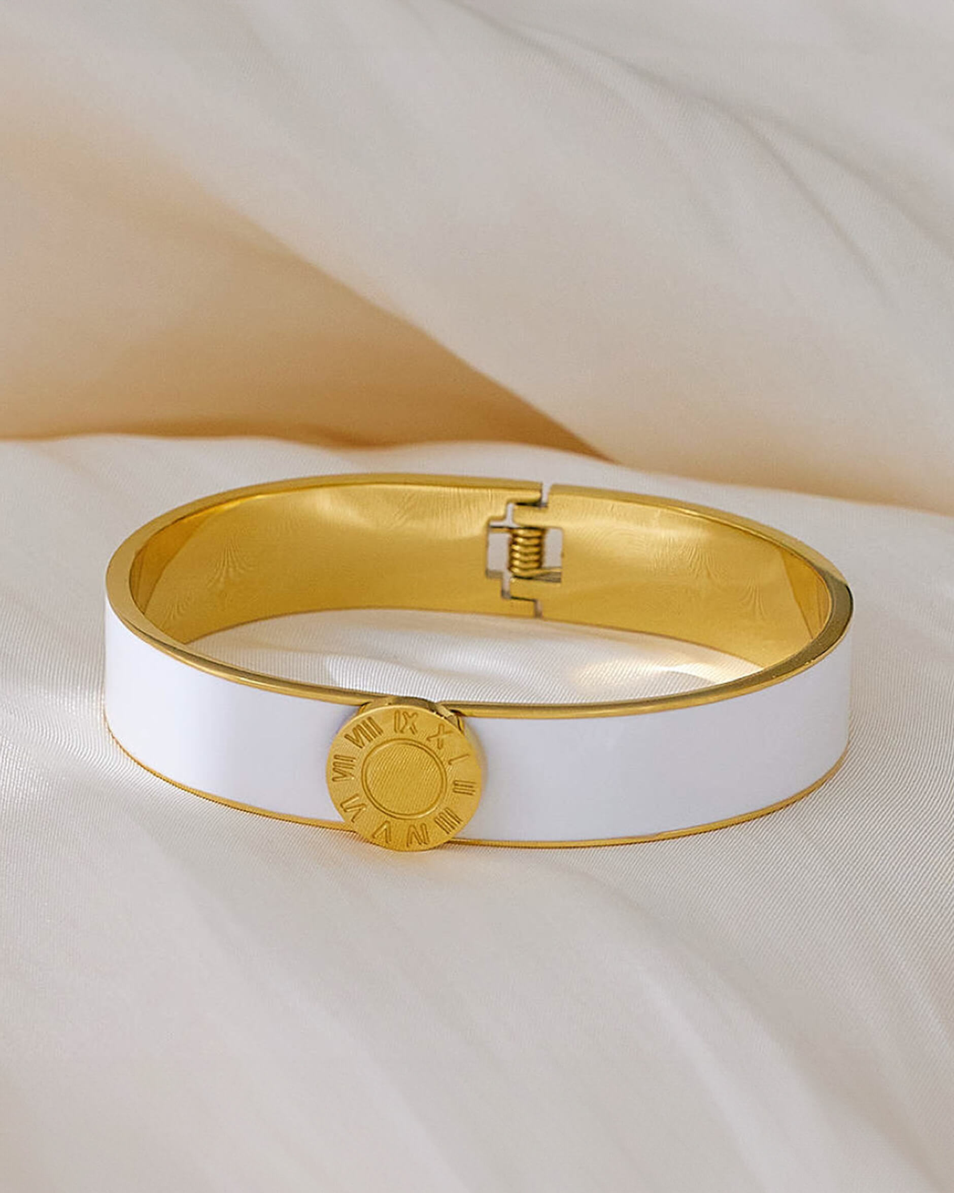 Bangle romerska siffror armband vit