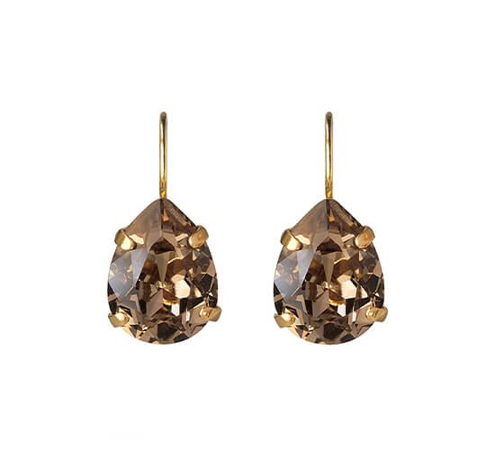Greige - Mini Drop Clasp Earrings Crystal