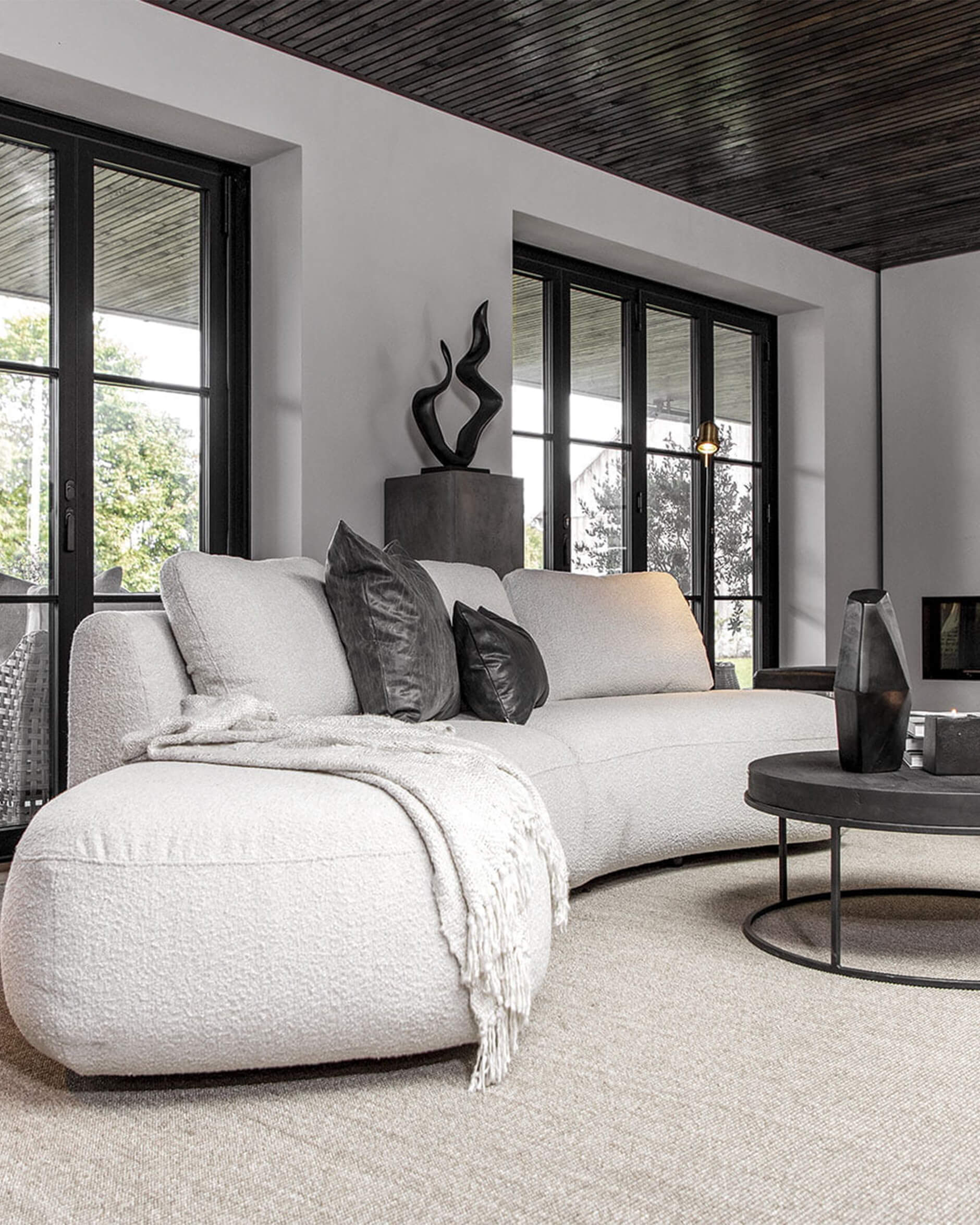 Dixon Module Right Bouclé Cream 2-seater