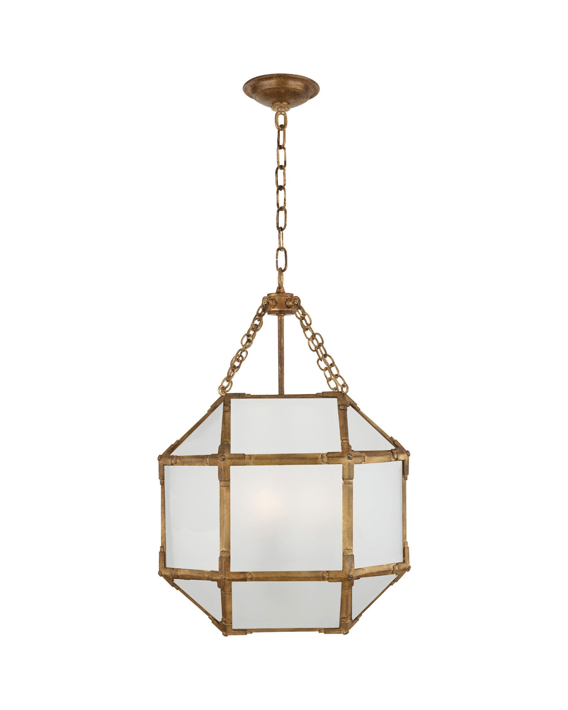 Morris taklampa Gilded Iron/frostat glas S