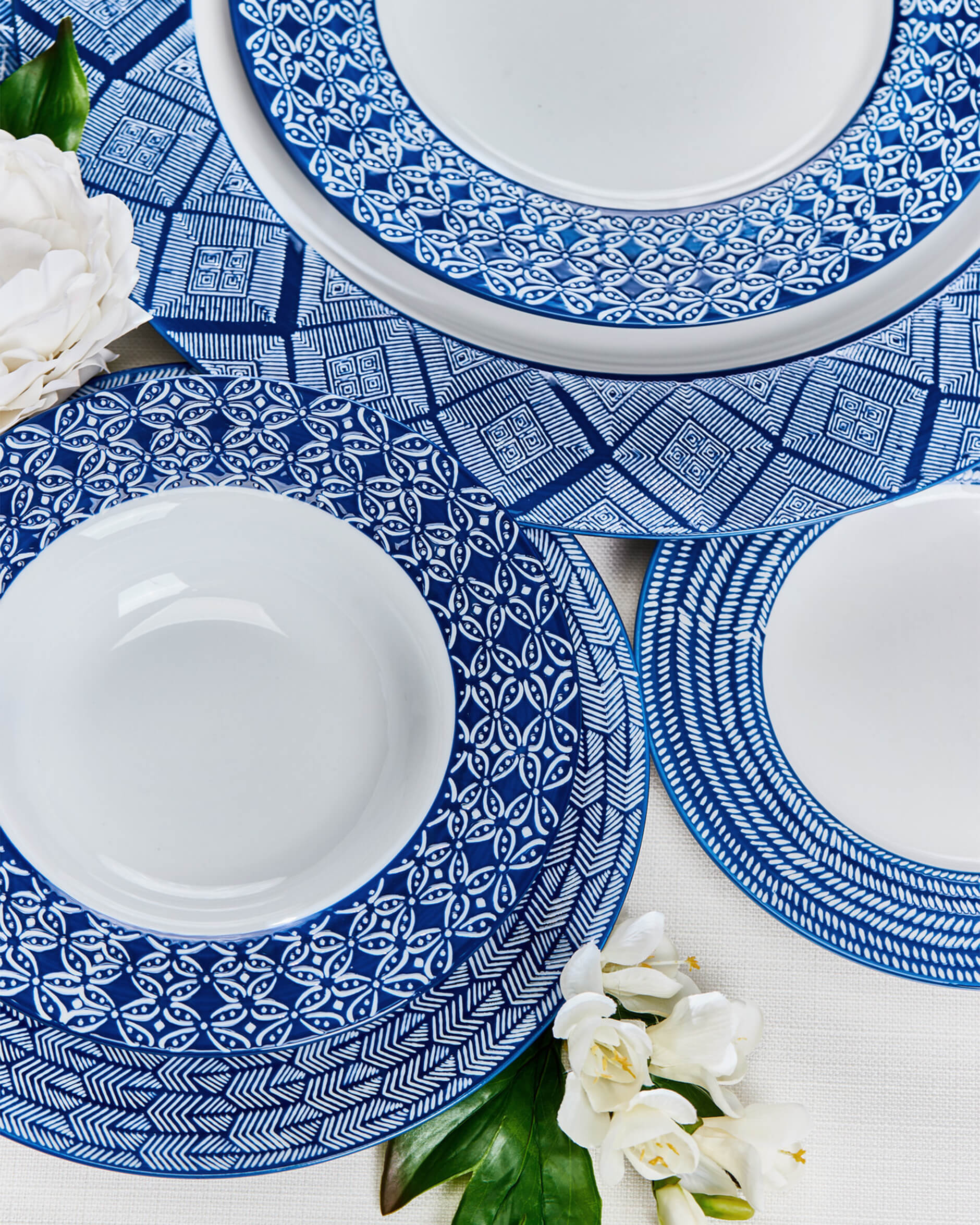 Capri Azzurra djupa tallrikar blå/vit 6-pack