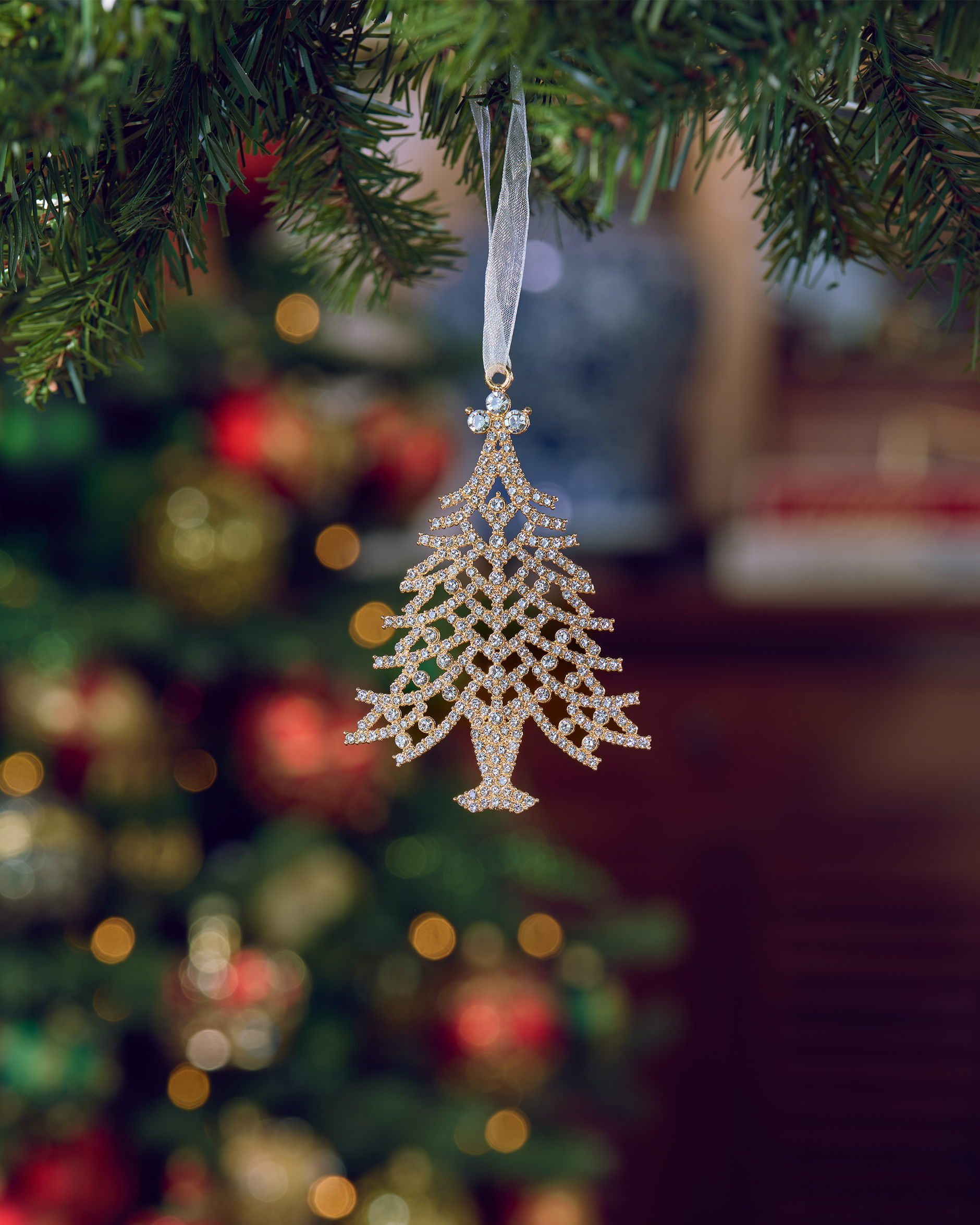 Frost kerstboomdecoratie goud
