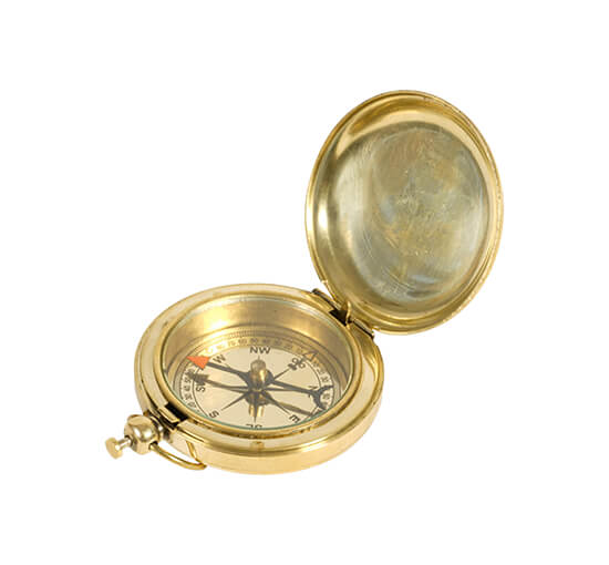 Mini Push Button Compass Brass