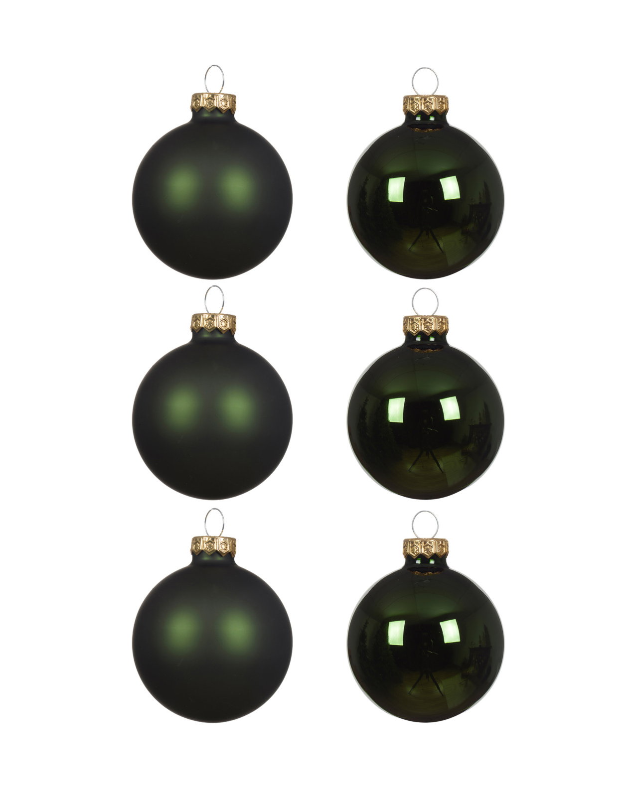 Minette green Christmas baubles, 6-pack