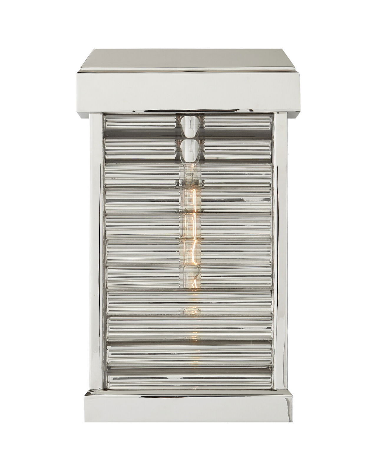 Dunmore Small Curved Glass Louver Sconce Polished Nickel
