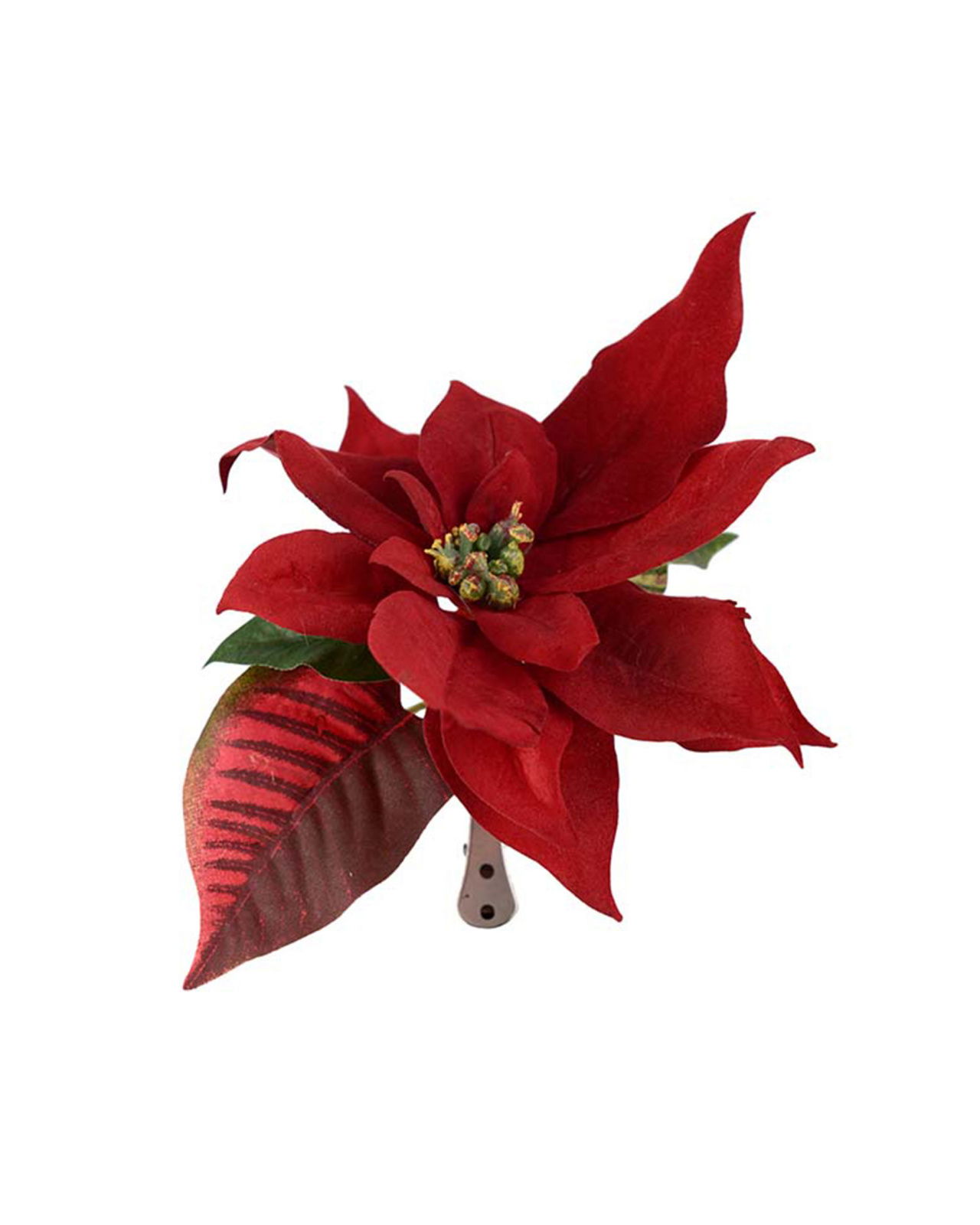 Joulutähti tekokasvi klipsillä punainen