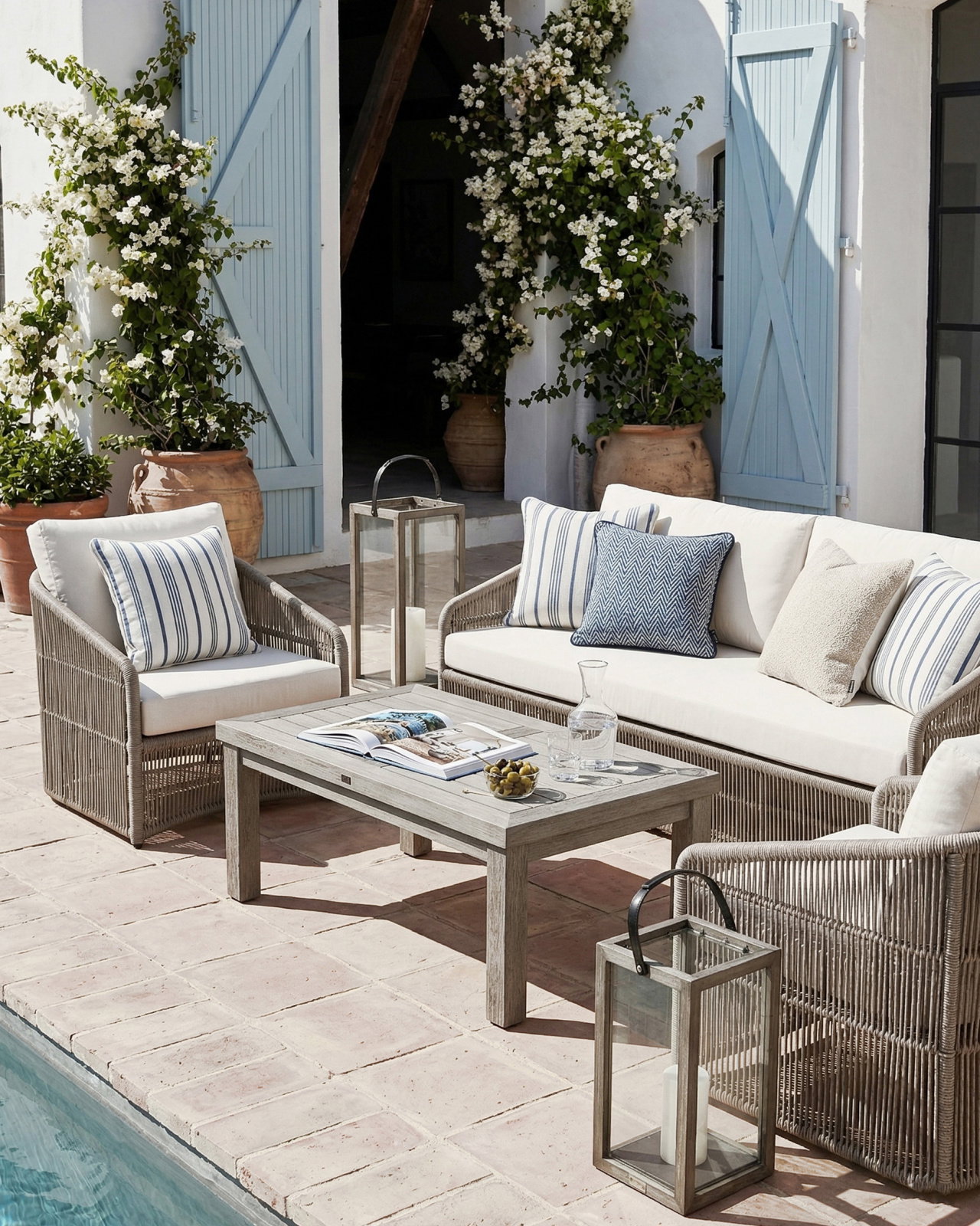 Los Cabos loungegrupp med vintage soffbord