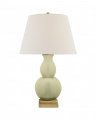 Gourd Form Table Lamp Celadon Crackle with Linen Small