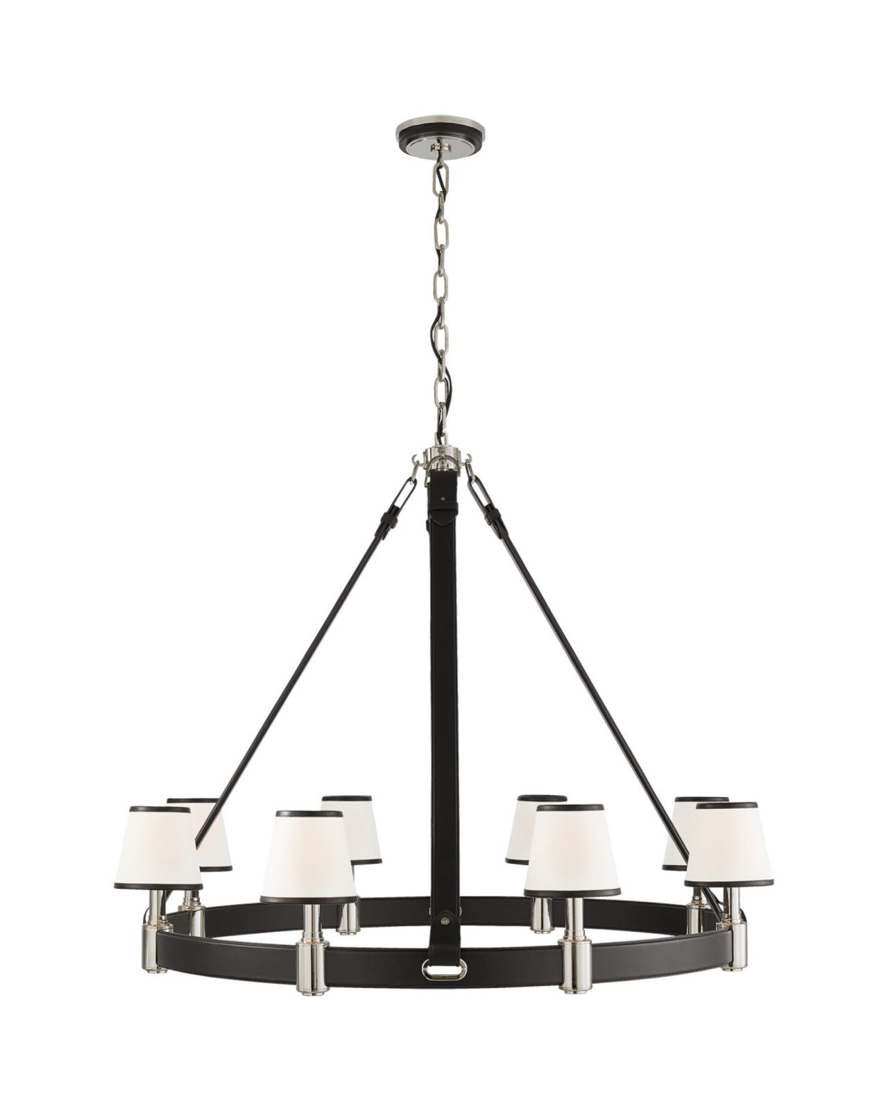 Riley Ring Chandelier Polished Nickel/Chocolate Leather