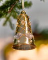 Isoble Glass Bell Ornament Gold Harlequin