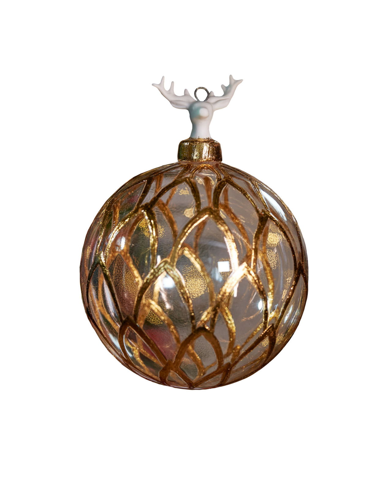 Ivory Deer kerstbal goud 10 cm