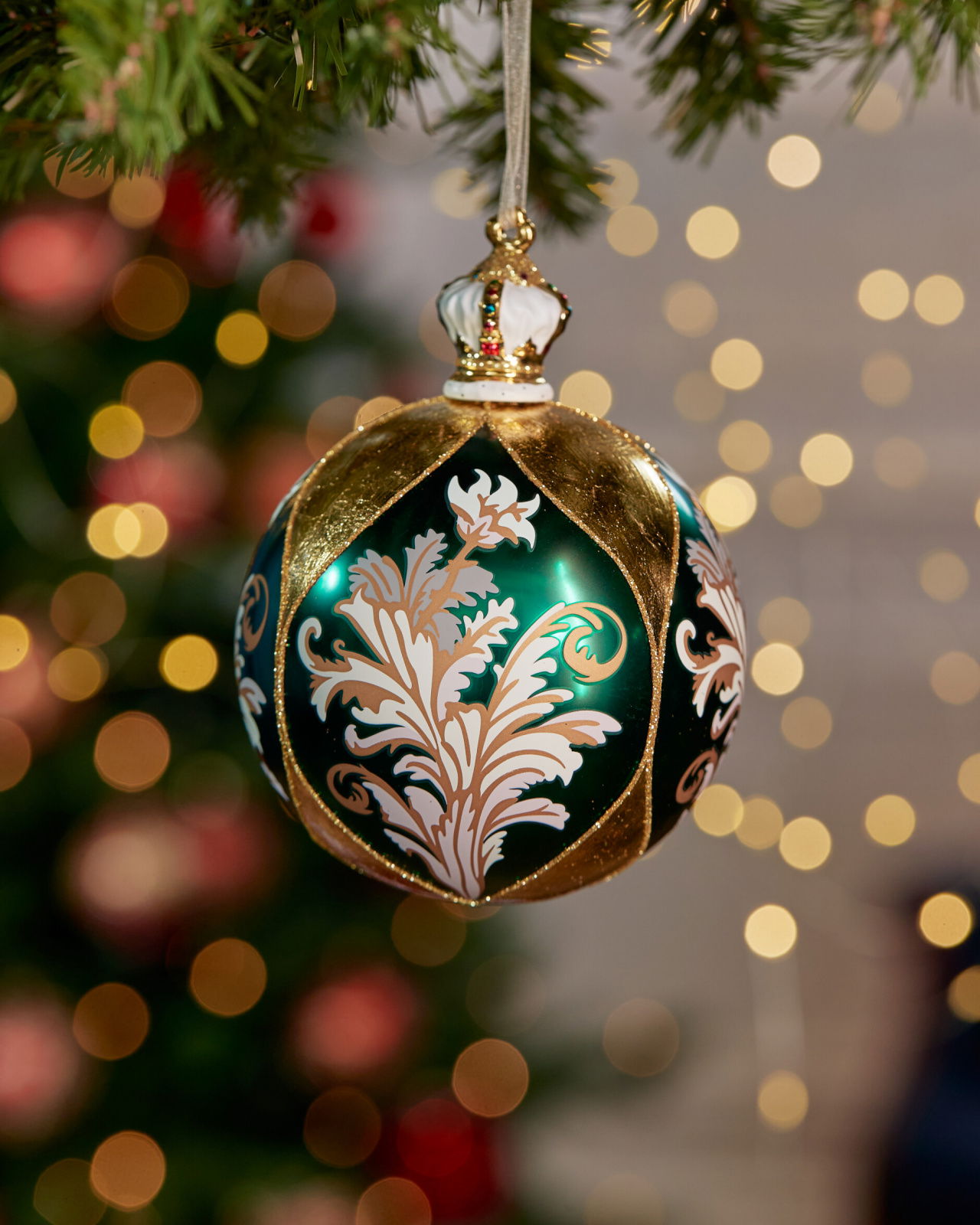 Lorena Bauble Green/Gold 10cm