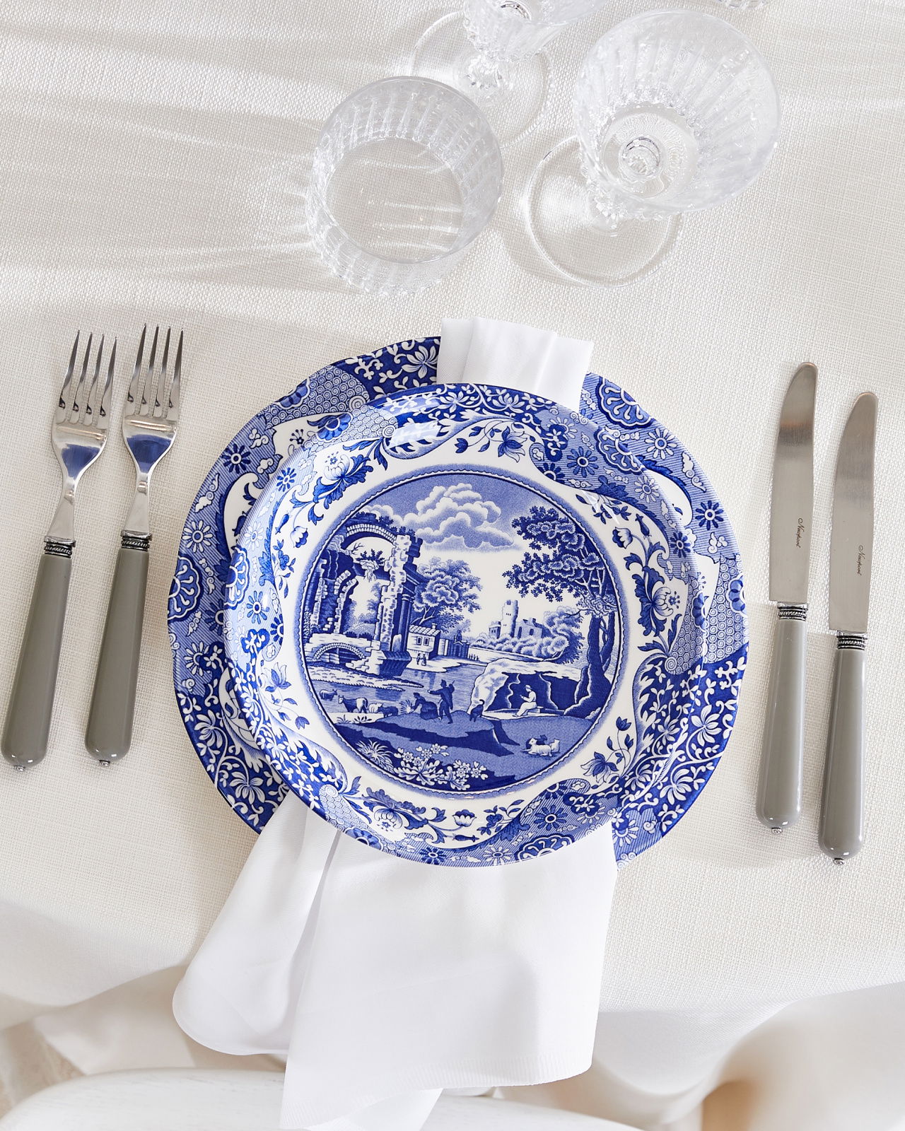 Blue Italian tallrik blå/vit