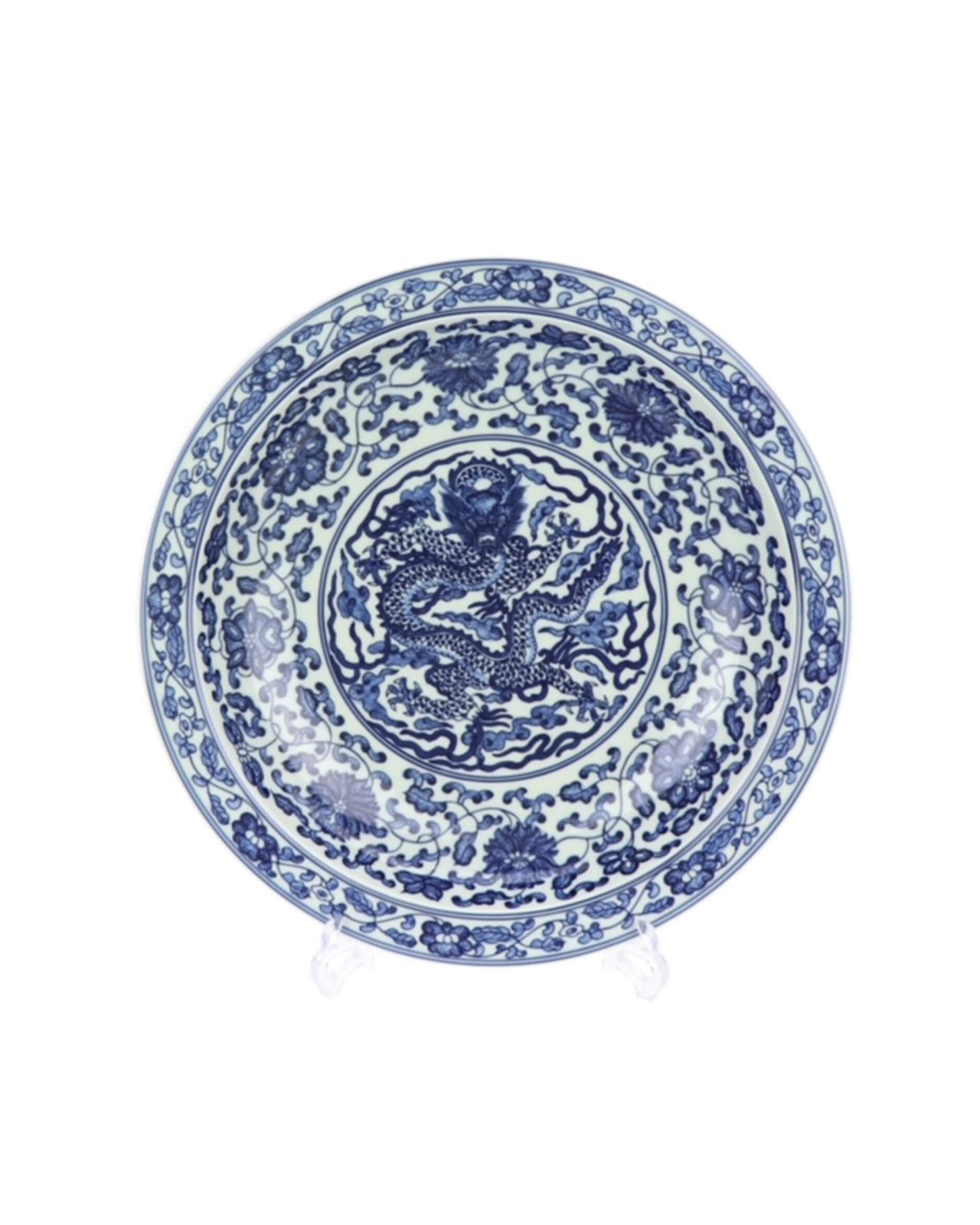 Ceramic Dish Dragon Blue/White