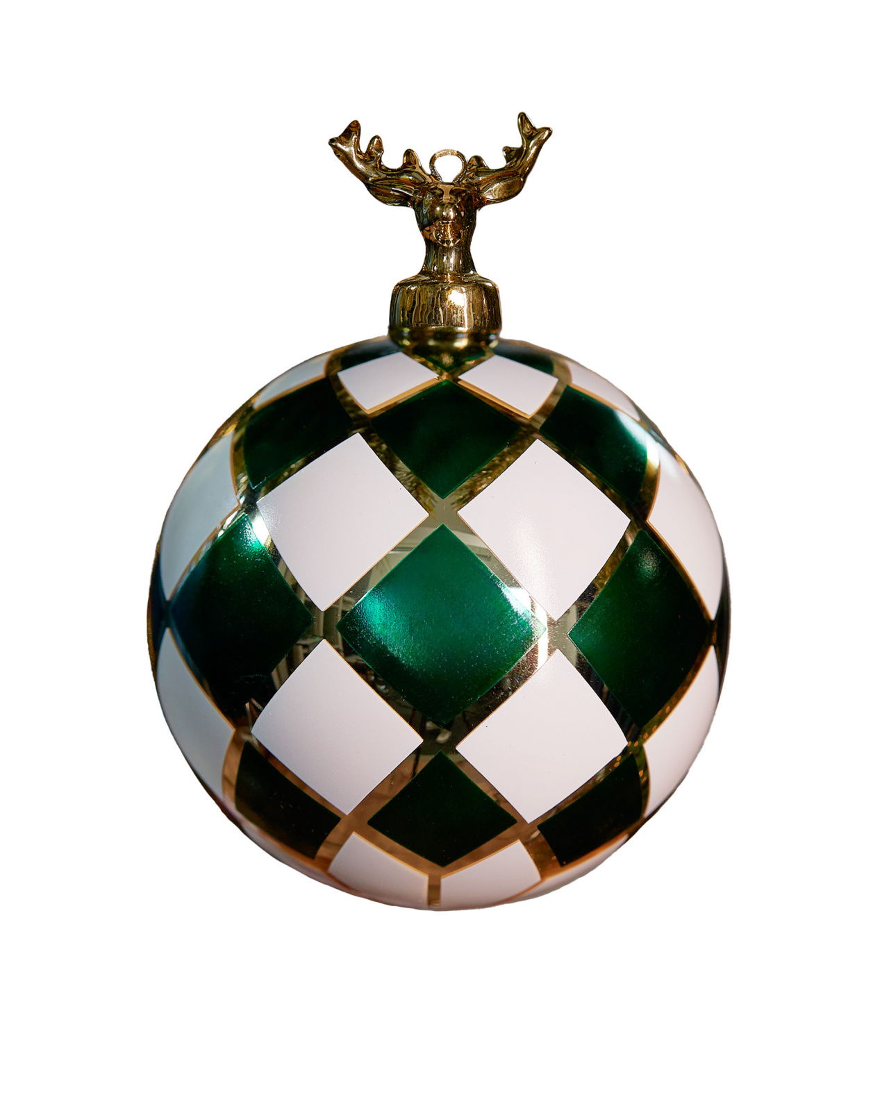 Damian Bauble Green/White 10cm