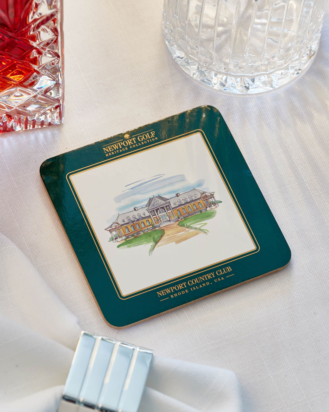 Clubhouse glasunderlägg grön/vit 6-pack