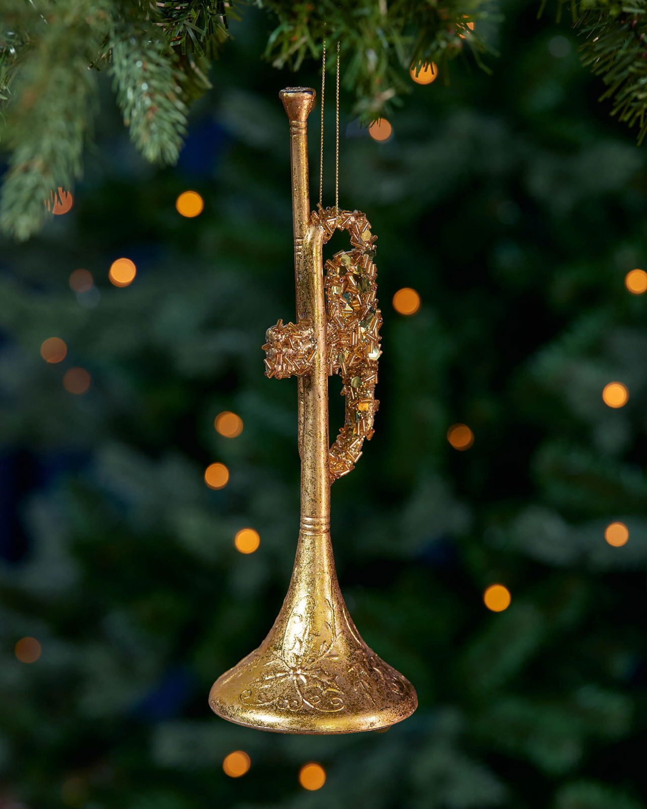 Louis Trumpet Christmas Tree Ornament Gold 24cm