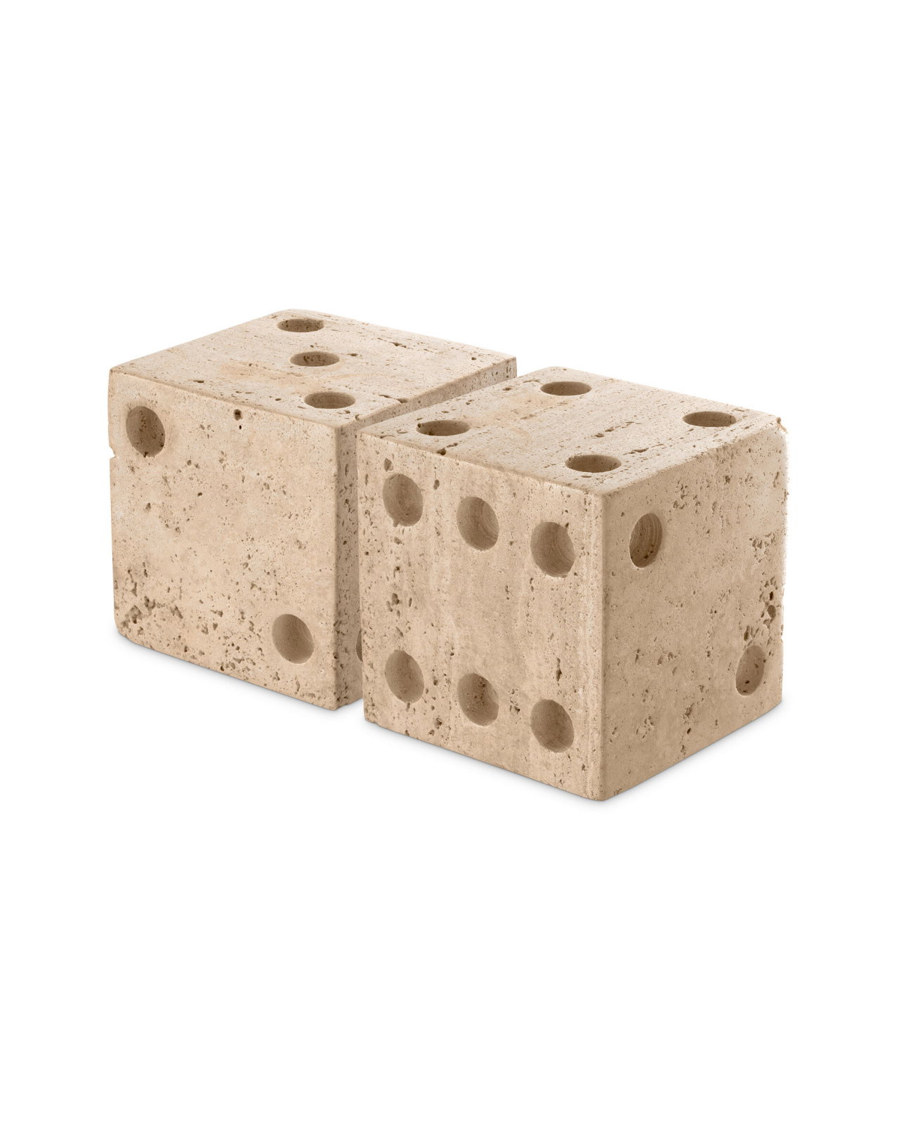 Visa Dice Decoration Travertine Set of 2