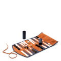 Monte Lago Backgammon Travel Set orange leather