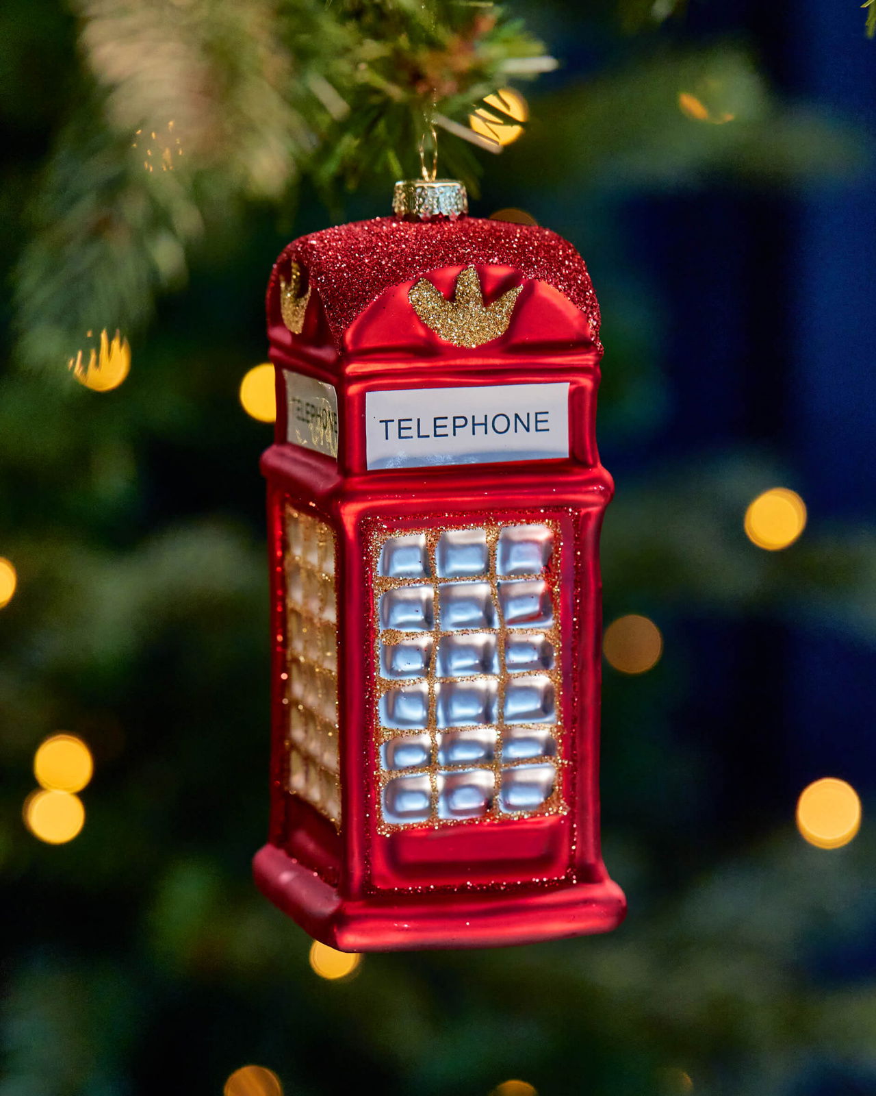 Margaret telefooncel kerstboomdecoratie rood