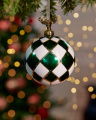 Damian Bauble Green/White 10cm